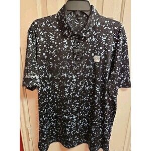 Coby Stevens  Shirt Mens Polo XL  Logo Stretch Blue Paint Splatter Full Print